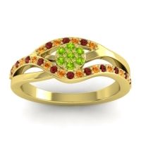 Peridot Fashion Ring In 14k Yellow Gold With Citrine And Garnet – Zami Simple Ring