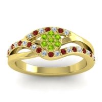 Peridot Fashion Ring In 14k Yellow Gold With Lab Diamond And Garnet – Zami Simple Ring