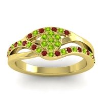 Peridot Fashion Ring In 14k Yellow Gold With Garnet – Zami Simple Ring