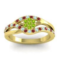 Peridot Fashion Ring In 14k Yellow Gold With Ruby And Aquamarine – Zami Simple Ring