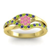 Pink Tourmaline Fashion Ring In 14k Yellow Gold With Blue Sapphire And Peridot – Zami Simple Ring