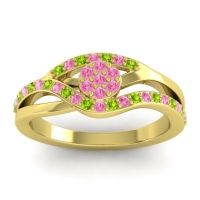 Pink Tourmaline Fashion Ring In 14k Yellow Gold With Peridot – Zami Simple Ring