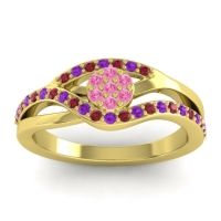 Pink Tourmaline Fashion Ring In 14k Yellow Gold With Ruby And Amethyst – Zami Simple Ring