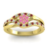 Pink Tourmaline Fashion Ring In 14k Yellow Gold With Ruby And Lab Diamond – Zami Simple Ring