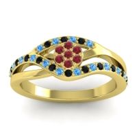 Ruby Fashion Ring In 14k Yellow Gold With Swiss Blue Topaz And Black Onyx – Zami Simple Ring