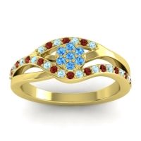 Swiss Blue Topaz Fashion Ring In 14k Yellow Gold With Aquamarine And Garnet – Zami Simple Ring