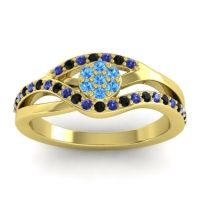 Swiss Blue Topaz Fashion Ring In 14k Yellow Gold With Blue Sapphire And Black Onyx – Zami Simple Ring