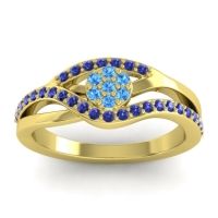 Swiss Blue Topaz Fashion Ring In 14k Yellow Gold With Blue Sapphire – Zami Simple Ring