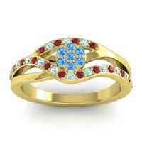 Swiss Blue Topaz Fashion Ring In 14k Yellow Gold With Ruby And Aquamarine – Zami Simple Ring