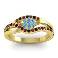 Swiss Blue Topaz Fashion Ring In 14k Yellow Gold With Ruby And Black Onyx – Zami Simple Ring