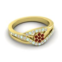 Simple Floral Pave Zami Ring