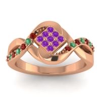 Amethyst Fashion Ring In 14K Rose Gold With Garnet And Emerald – Pratika Simple Ring