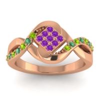 Amethyst Fashion Ring In 14K Rose Gold With Peridot And Emerald – Pratika Simple Ring