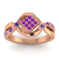 Amethyst Fashion Ring In 14K Rose Gold With Pink Tourmaline And Blue Sapphire – Pratika Simple Ring