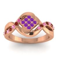 Amethyst Fashion Ring In 14K Rose Gold With Pink Tourmaline And Garnet – Pratika Simple Ring