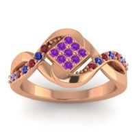 Amethyst Fashion Ring In 14K Rose Gold With Ruby And Blue Sapphire – Pratika Simple Ring