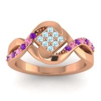 Aquamarine Fashion Ring In 14K Rose Gold With Amethyst And Pink Tourmaline – Pratika Simple Ring