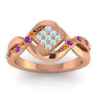 Aquamarine Fashion Ring In 14K Rose Gold With Citrine And Amethyst – Pratika Simple Ring