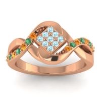 Aquamarine Fashion Ring In 14K Rose Gold With Citrine And Emerald – Pratika Simple Ring