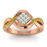 Aquamarine Fashion Ring In 14K Rose Gold With Citrine And Peridot – Pratika Simple Ring