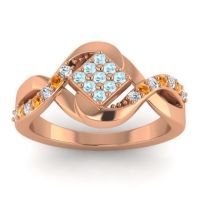 Aquamarine Fashion Ring In 14K Rose Gold With Diamond And Citrine – Pratika Simple Ring