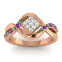 Aquamarine Fashion Ring In 14K Rose Gold With Emerald And Amethyst – Pratika Simple Ring