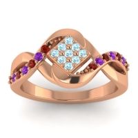 Aquamarine Fashion Ring In 14K Rose Gold With Garnet And Amethyst – Pratika Simple Ring