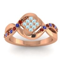 Aquamarine Fashion Ring In 14K Rose Gold With Garnet And Blue Sapphire – Pratika Simple Ring