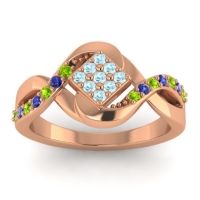 Aquamarine Fashion Ring In 14K Rose Gold With Peridot And Blue Sapphire – Pratika Simple Ring