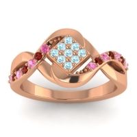 Aquamarine Fashion Ring In 14K Rose Gold With Pink Tourmaline And Garnet – Pratika Simple Ring