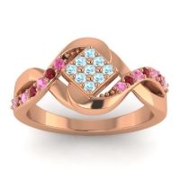 Aquamarine Fashion Ring In 14K Rose Gold With Pink Tourmaline And Ruby – Pratika Simple Ring