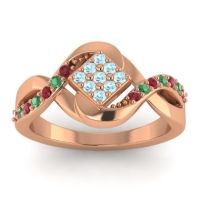Aquamarine Fashion Ring In 14K Rose Gold With Ruby And Emerald – Pratika Simple Ring