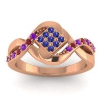 Blue Sapphire Fashion Ring In 14K Rose Gold With Amethyst And Ruby – Pratika Simple Ring