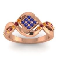 Blue Sapphire Fashion Ring In 14K Rose Gold With Citrine And Ruby – Pratika Simple Ring
