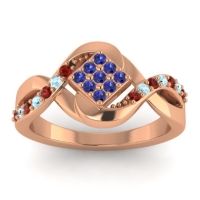 Blue Sapphire Fashion Ring In 14K Rose Gold With Garnet And Aquamarine – Pratika Simple Ring