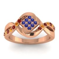 Blue Sapphire Fashion Ring In 14K Rose Gold With Garnet And Citrine – Pratika Simple Ring