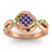 Blue Sapphire Fashion Ring In 14K Rose Gold With Peridot And Aquamarine – Pratika Simple Ring