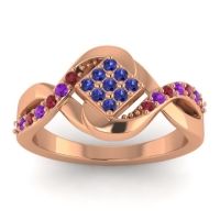 Blue Sapphire Fashion Ring In 14K Rose Gold With Ruby And Amethyst – Pratika Simple Ring
