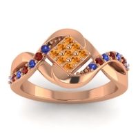 Citrine Fashion Ring In 14K Rose Gold With Blue Sapphire And Garnet – Pratika Simple Ring