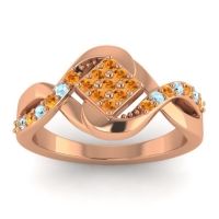 Citrine Fashion Ring In 14K Rose Gold With Aquamarine – Pratika Simple Ring