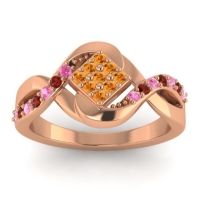 Citrine Fashion Ring In 14K Rose Gold With Pink Tourmaline And Garnet – Pratika Simple Ring