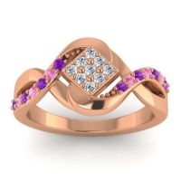 Diamond Fashion Ring In 14K Rose Gold With Amethyst And Pink Tourmaline – Pratika Simple Ring