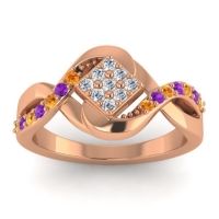 Diamond Fashion Ring In 14K Rose Gold With Citrine And Amethyst – Pratika Simple Ring