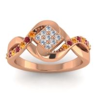 Diamond Fashion Ring In 14K Rose Gold With Citrine And Ruby – Pratika Simple Ring