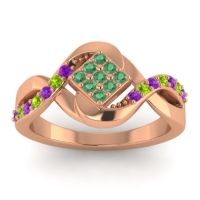 Emerald Fashion Ring In 14K Rose Gold With Amethyst And Peridot – Pratika Simple Ring