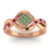 Emerald Fashion Ring In 14K Rose Gold With Pink Tourmaline And Garnet – Pratika Simple Ring