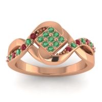 Emerald Fashion Ring In 14K Rose Gold With Ruby – Pratika Simple Ring