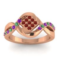 Garnet Fashion Ring In 14K Rose Gold With Amethyst And Emerald – Pratika Simple Ring