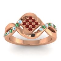 Garnet Fashion Ring In 14K Rose Gold With Aquamarine And Emerald – Pratika Simple Ring