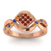 Garnet Fashion Ring In 14K Rose Gold With Citrine And Blue Sapphire – Pratika Simple Ring